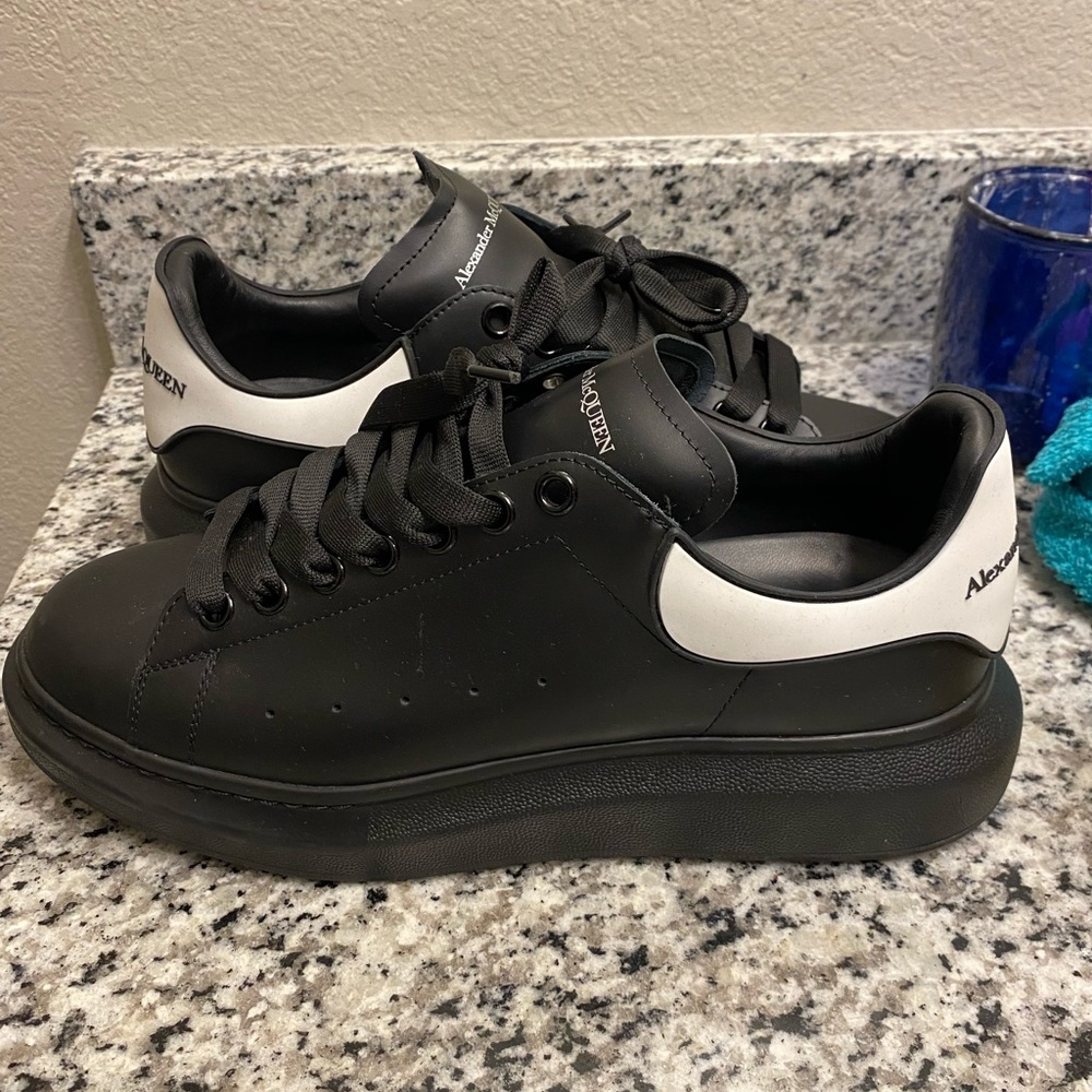 Alexander McQueen black with white heel